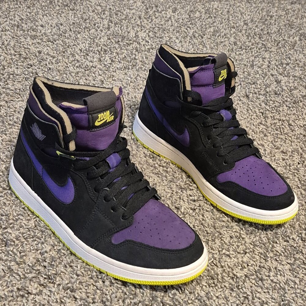 Nike Air Jordan 1 High Zoom Sneakers Purple Black Court CT0979-001 Women's 7.5